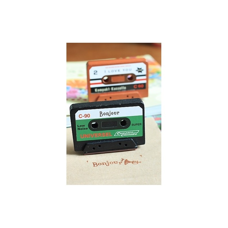 Sello cassette "Bonjour" scrap en display [9646] - Imagen 1