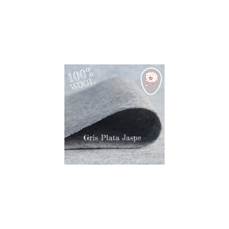 Fieltro 100% Lana Gris Plata Jaspe