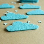 8 Formas Fieltro Nubes Azul Bebé