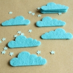 8 Formas Fieltro Nubes Azul Bebé