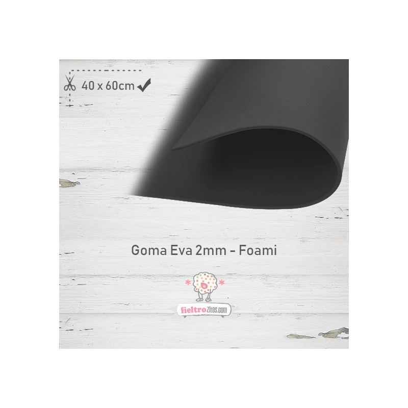Goma Eva Negra 40x60cm y 2mm.