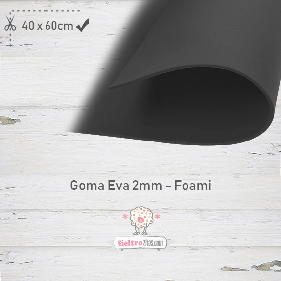 Goma Eva Foamy de 2mm en color negro.