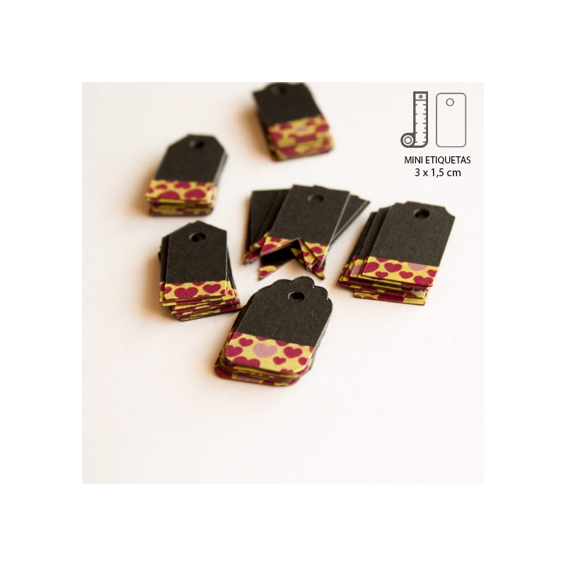 Etiquetas Mini Negras Washi Tape Corazones