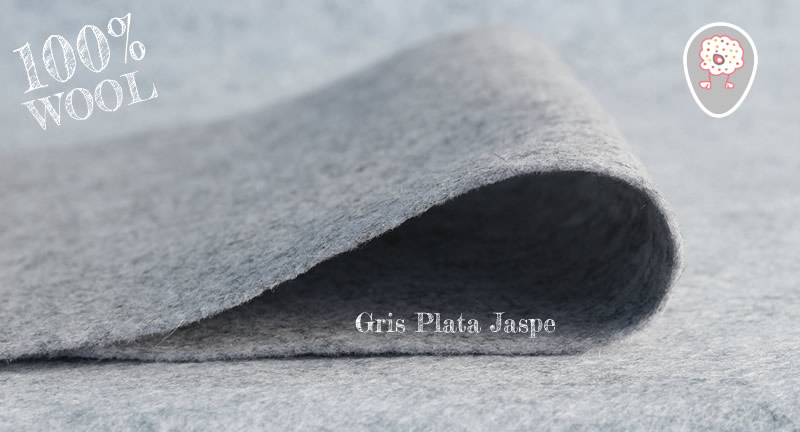 Fieltro de lana 100% de calidad extra en color gris plata jaspeado